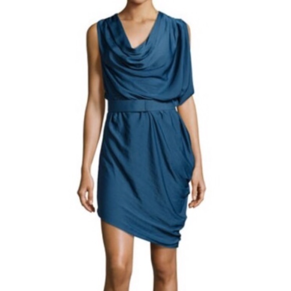 Halston Heritage Dresses & Skirts - Halston Heritage Draped One Sleeve Belted Dress